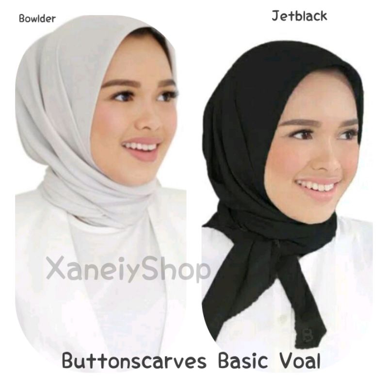 Sale Buttonscarves BASIC Voal in Bowlder & Jet Black ( Ori & New )