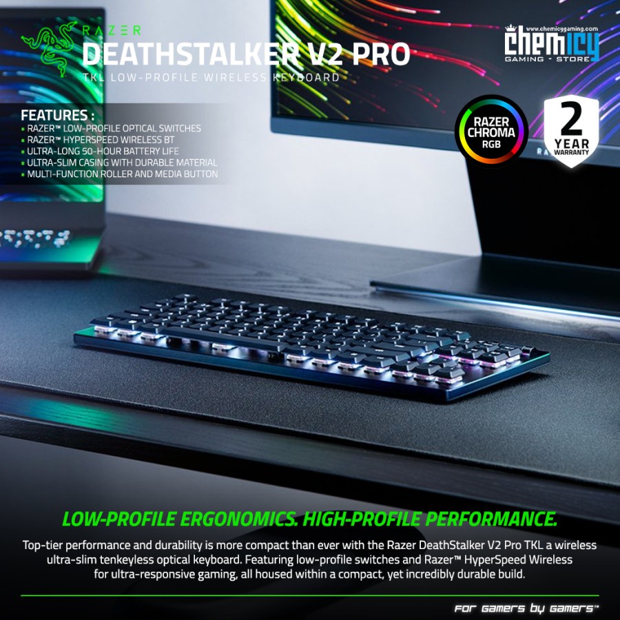 Razer DeathStalker V2 Pro TKL Wireless Low Profile RGB Gaming Keyboard