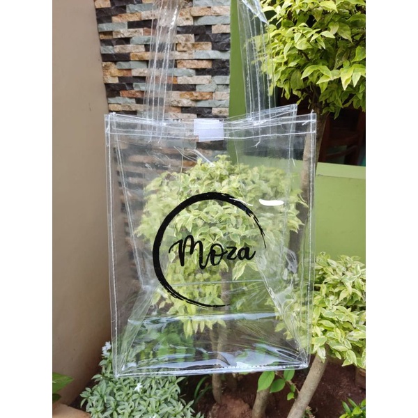 Tas Mika Transparan (Bening) Tebal Murah Custom ukuran P14 L14 T20