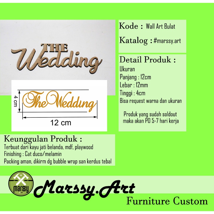 Marssy.art Tulisan Kayu / Tulisan kayu The Wedding / Paket Mahar