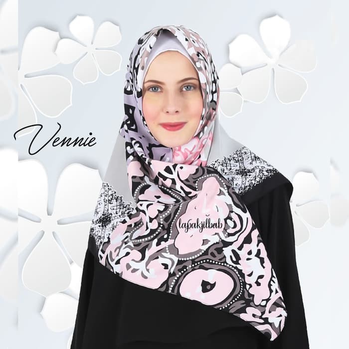 Jilbab Segiempat Maxmara Motif Vennie - Navy