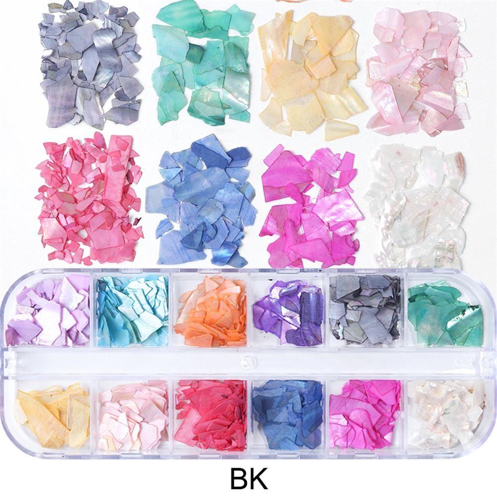 Solighter 1case Shell Kuku Serpihan Wanita Kecantikan Manicure Decor Nail Sequin 3D Stiker Tidak Teratur Paillette