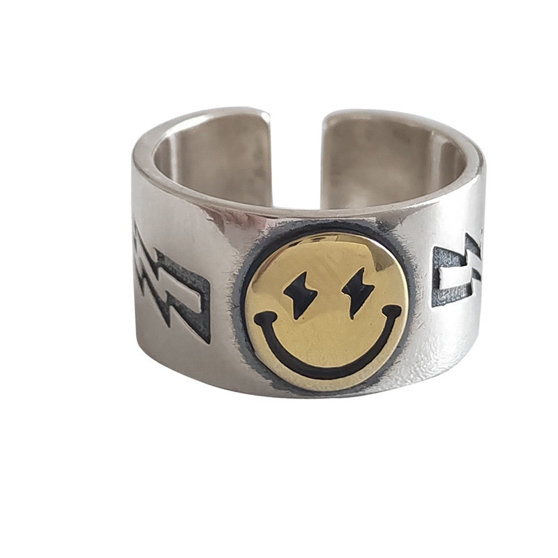 Cincin Desain Smiley Gaya Retro