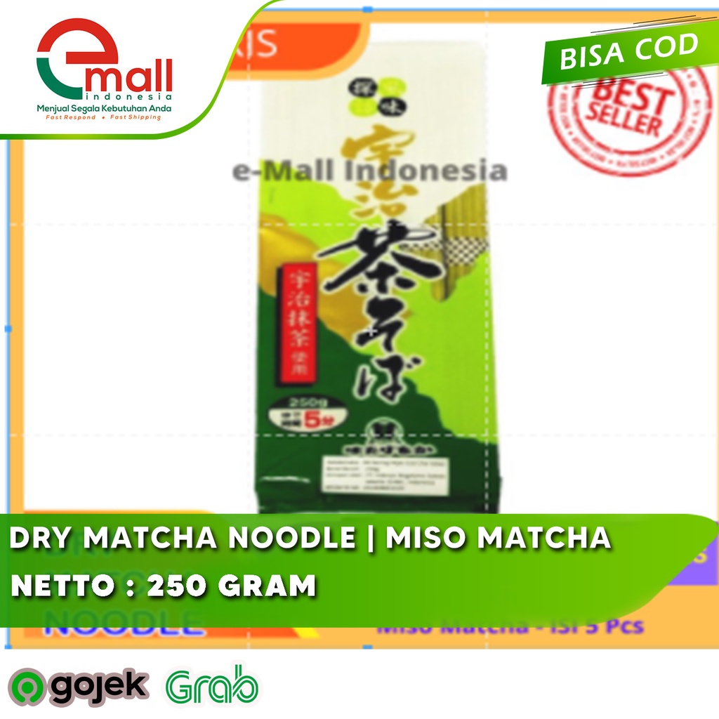 

DRY MATCHA NOODLE 250g | Hatakenaka Cha Soba | Mie Hijau Green Tea