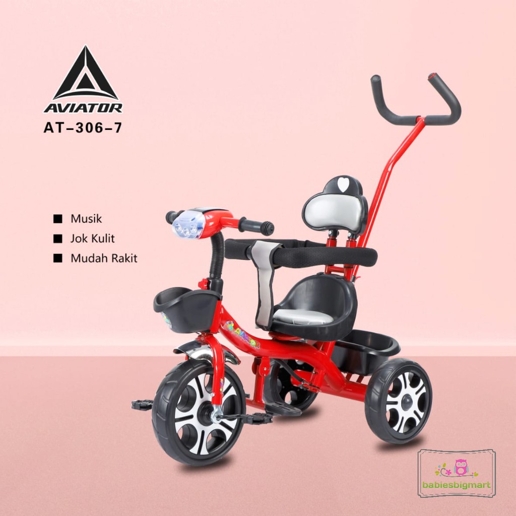 Sepeda Anak Roda 3 Tiga Tricycle Aviator AT 306 7 Dorongan