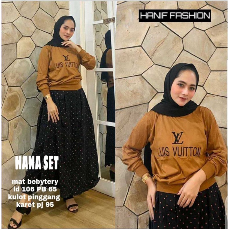 Sporty set syari baju olahraga muslimah setelan olahraga kaos dan rok kulot Hana Set