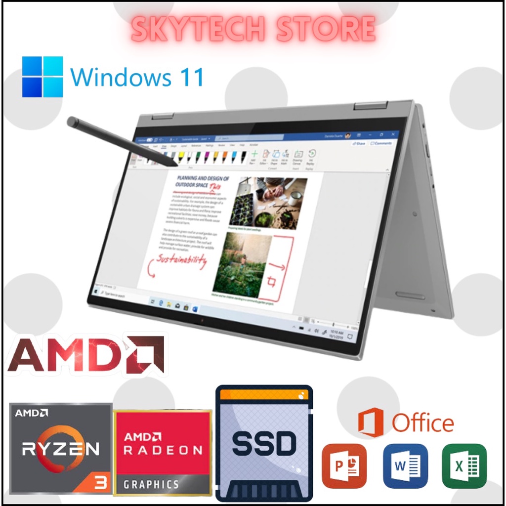 LENOVO FLEX 5 AMD RYZEN 3 5300U RAM8GB SSD512GB 14 FHD IPS TOUCHSCREEN WINDOWS 10 &amp; OHS 2019