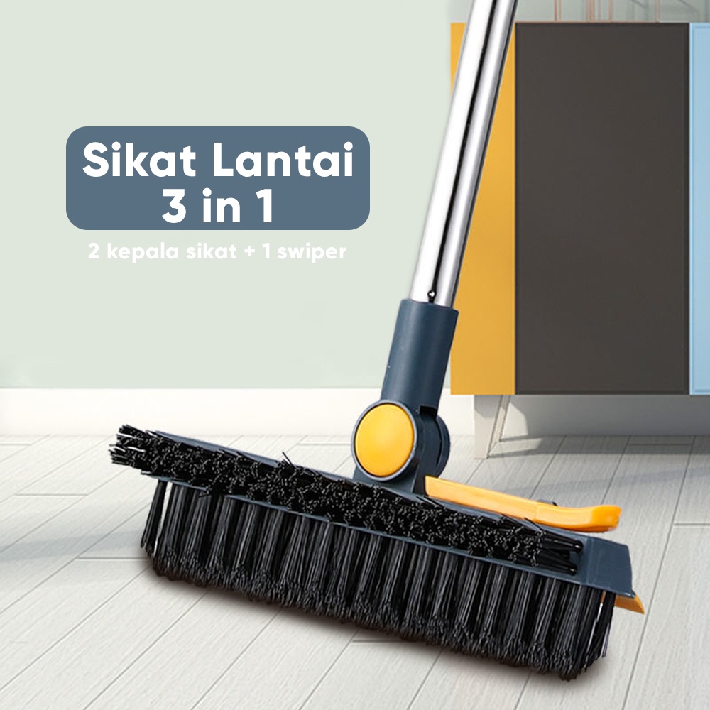 Alat Sikat Dorong Lantai D29 Sikat Toilet Sikat Gagang Kamar Mandi Alat Wiper Pembersih Lantai 3in1