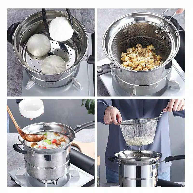 PANCI 3 IN 1/COOKING POT 3 IN 1/DEEP FRYER/PANCI KUKUS,GORENG,REBUS/PANCI MULTIFUNGSI PANCI MIE