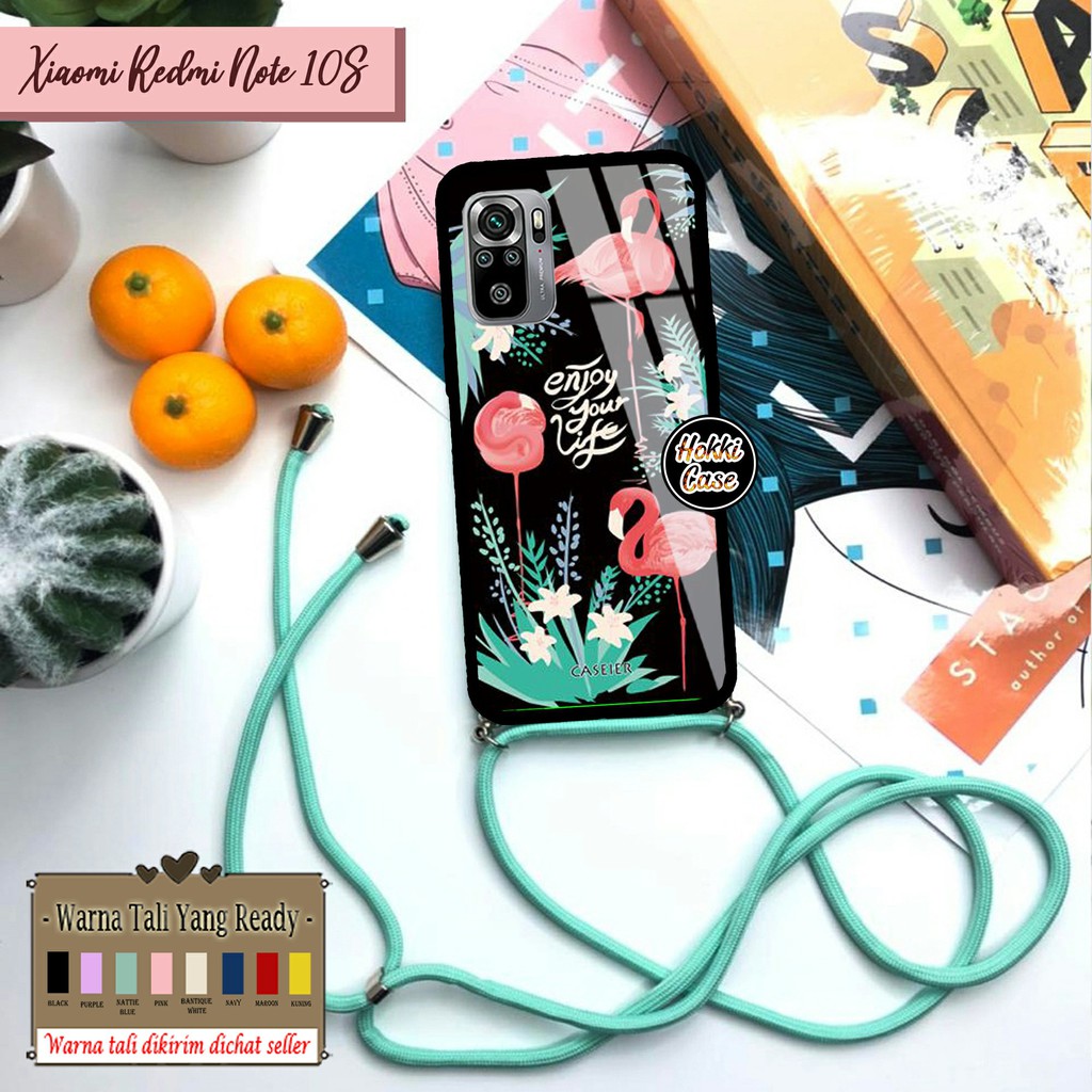Soft Case Glass Kaca XIAOMI REDMI NOTE 10S Tali kesing kaca Case Glass CASE TALI Case handphone case