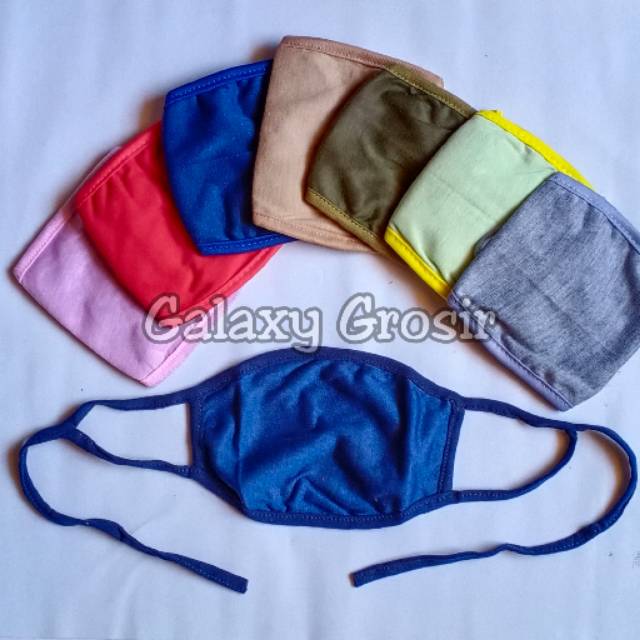 masker kain polos 2ply [Harga grosir] katun earloop+headloop