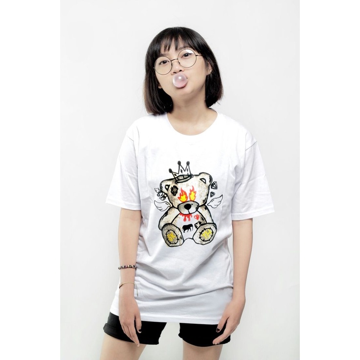 Kaos distro pria putih tedy bear kekinian | kaos cowok simple keren | kaos terbaru 2022 | kaos viral tiktok | kaos oversize | kaos oblong pria