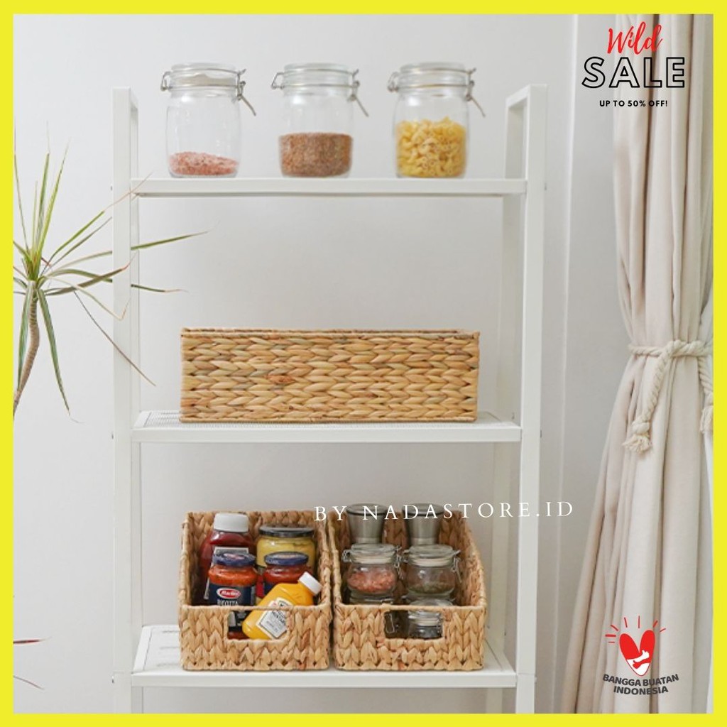 Water Hyacinth Wicker Baskets , Hand Woven Organizing , Rack Bumbu , Laci , Drawer serbaguna Tempat