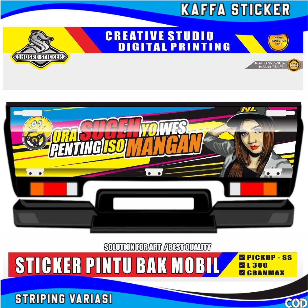 KHAFFA STICKER STRIPING BAK MOBIL BELAKANG PICKUP DECAL STIKER TULISAN PICK UP GRAND MAX DECAL