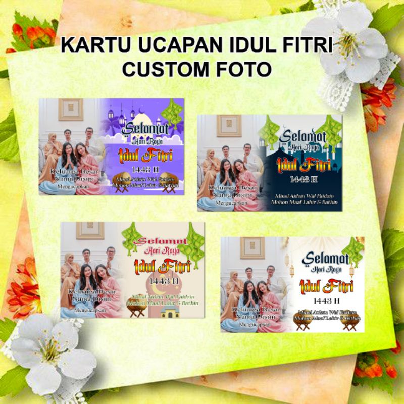 kartu ucapan lebaran + amplop custom foto