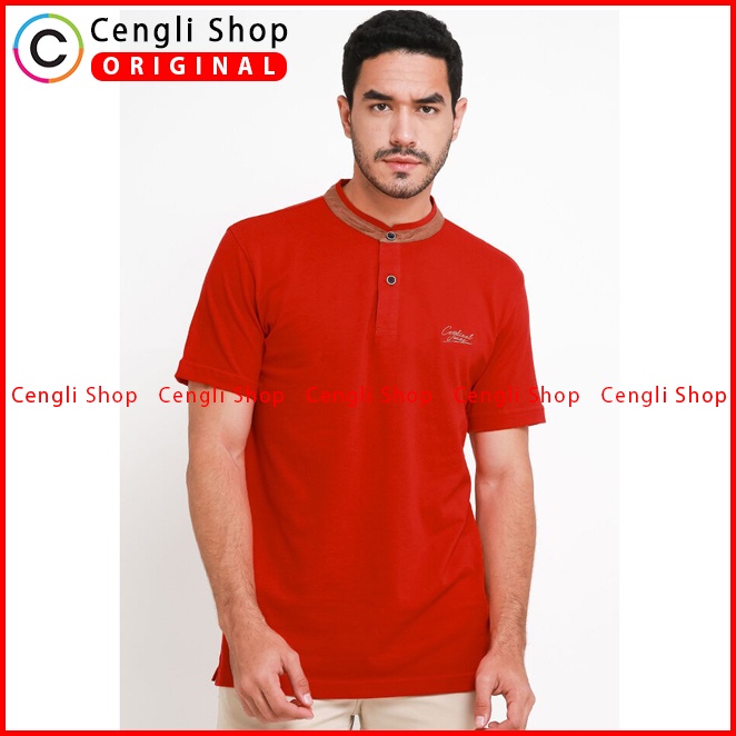 BAJU KAOS POLO PRIA CARDINAL ORIGINAL CASUAL LENGAN PENDEK MERAH CA02