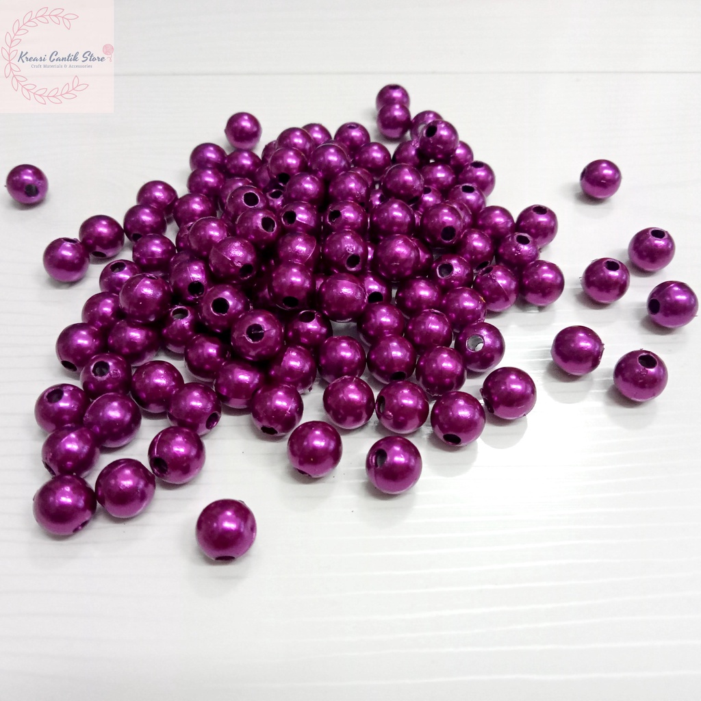 Manik-Manik / Mote Mutiara / Manik Bulat / Manik Mutiara 8mm Warna - Ungu Tua