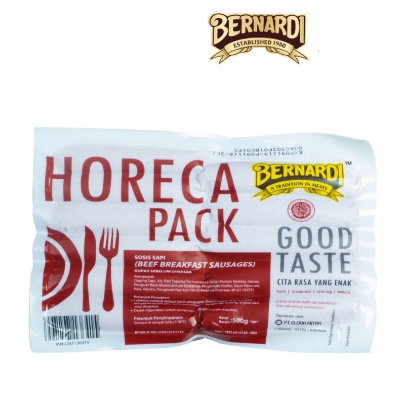 

BERNARDI HEROCA PACK BEEF BREAKFAST SAUSAGE 500GR / Sosis Bernardi / Sosis Heroca / Sosis Sapi / Frozen Food