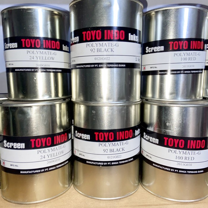 

Toyo Indo Cat Sablon Plastik Polymate Ink tinta Tri Tunggal PP PE HD - Hitam
