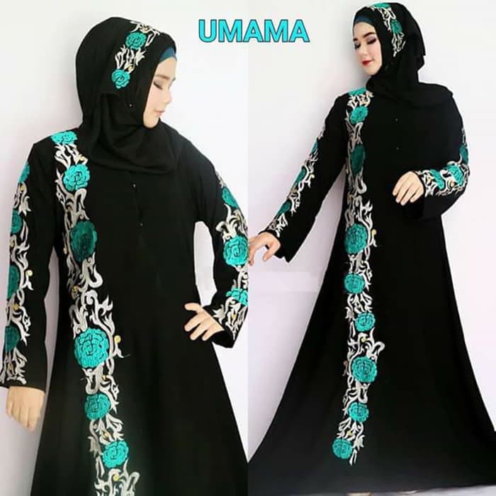 Abaya Santika - Abaya Bordir Warna Hitam