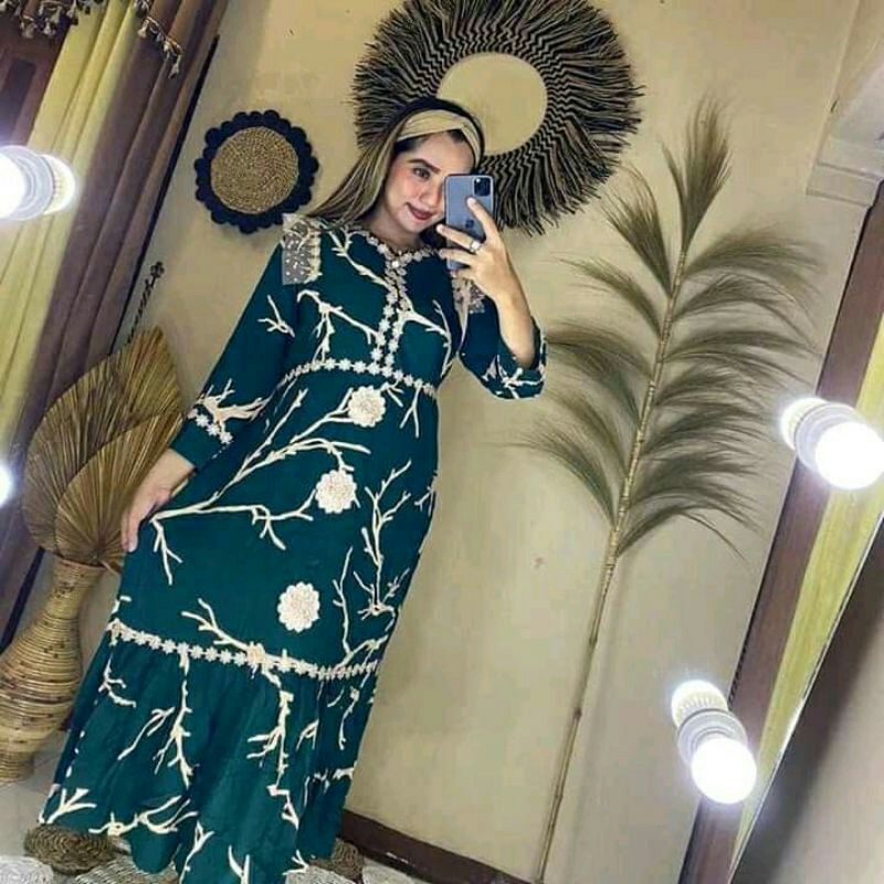 DASTER WANITA ARAB MOTIF AKAR COTTON VWHF-371