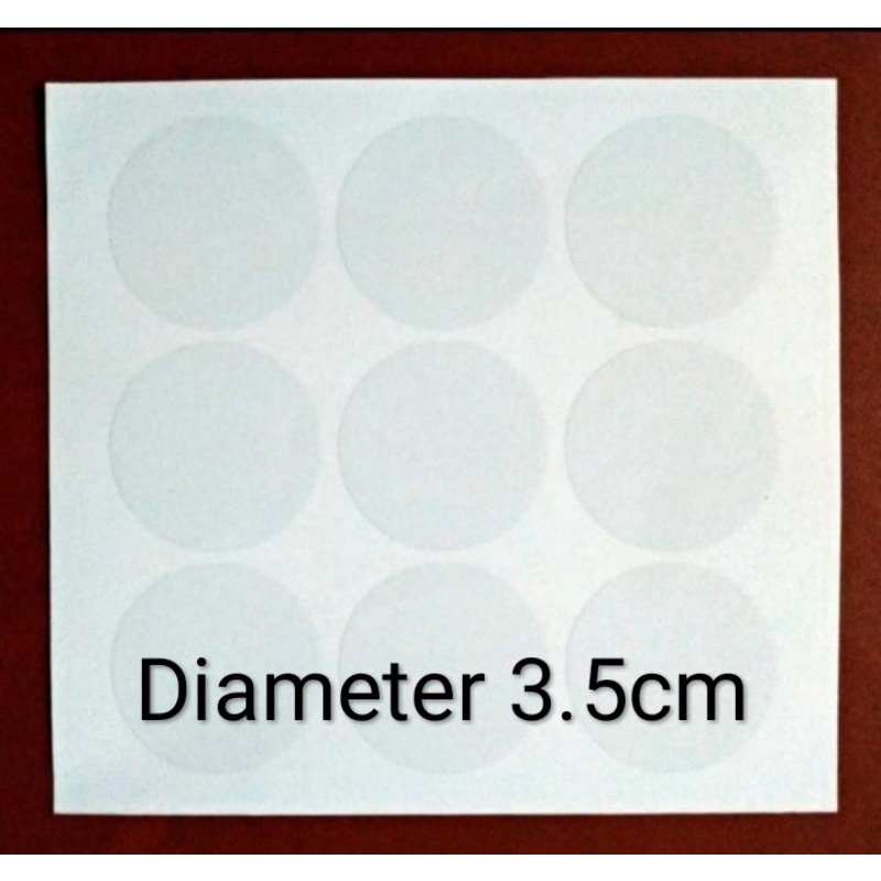 

stiker vinyl TRANSPARAN PAKET100PCS DIAMETER 3,5CM BULAT POLOS