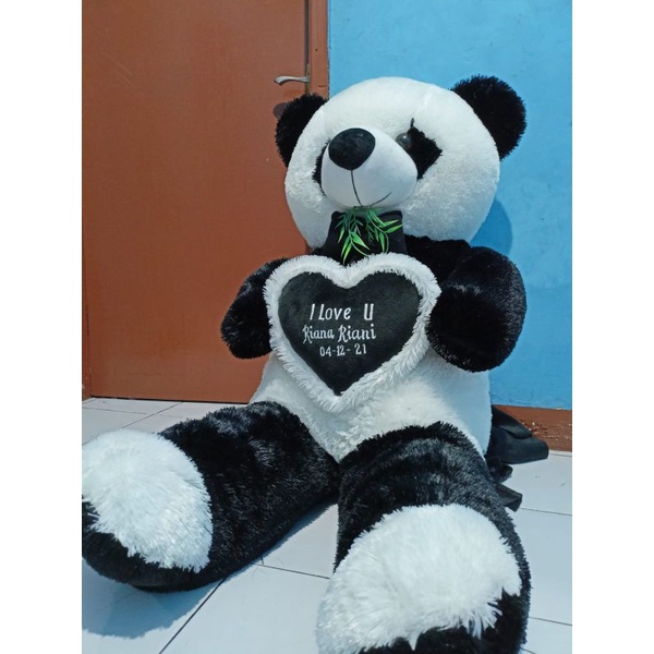 Boneka Panda Hitam Putih Super Jumbo tinggi 120cm 1,2 meter Costum Nama