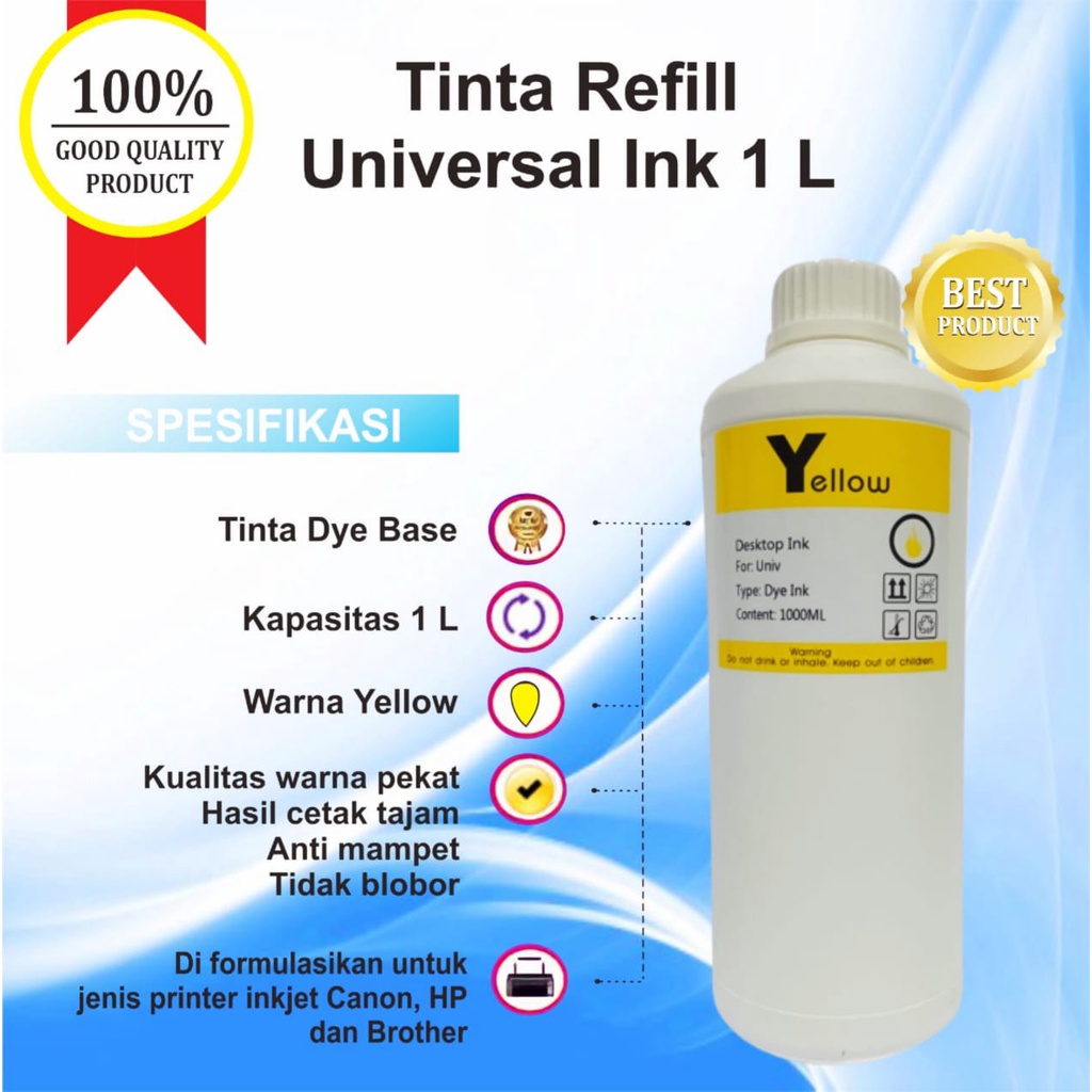 Tinta Refill Isi Ulang 1 Liter Universal Printer Canon Epson HP