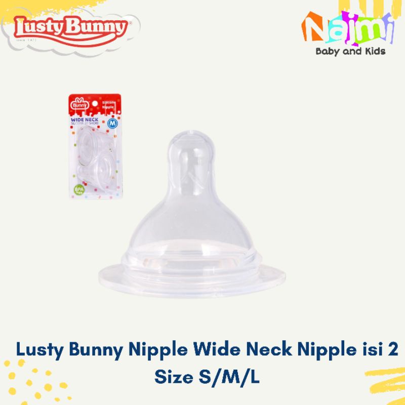 LustyBunny Wide Neck Nipple isi 2 / Dot Wideneck Lusty Bunny S/M/L