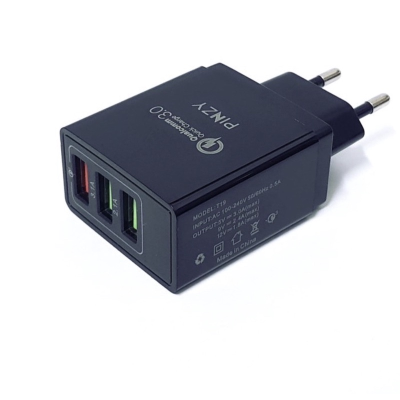 Adapter PINZY T19 Series 3 Port USB Superfast Charger Support Qualcomm - Kepala Charger T19 -
