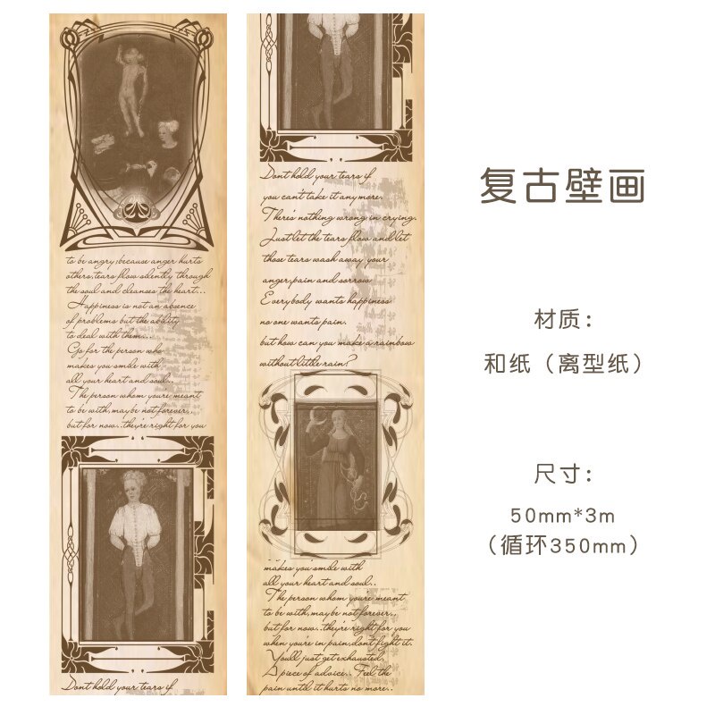 Journamm 5cm*3m Vintage Letters Washi Paper Tape for Deco Scrapbooking  School Supplies DIY Creative Stationery Decoration Tapes-H