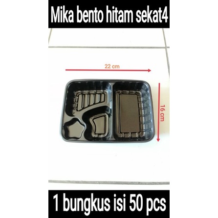 Mika bento / tempat / kotak nasi hitam ( sudah termasuk tutup bening)
