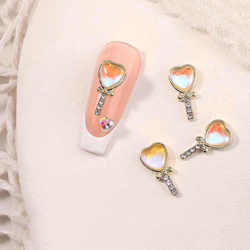 AUGUSTINA Agustinina Perhiasan Kuku Kristal Wanita Resin Manciure|Color 3D Nail Charm Glitter Hiasan Kuku Aksesoris Kuku Hati