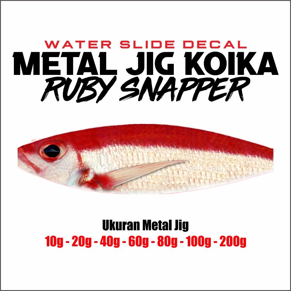 Koika Ruby Snapper Water Slide Decal Metal Jig 10g 20g 40g 60g 80g 100g 200g