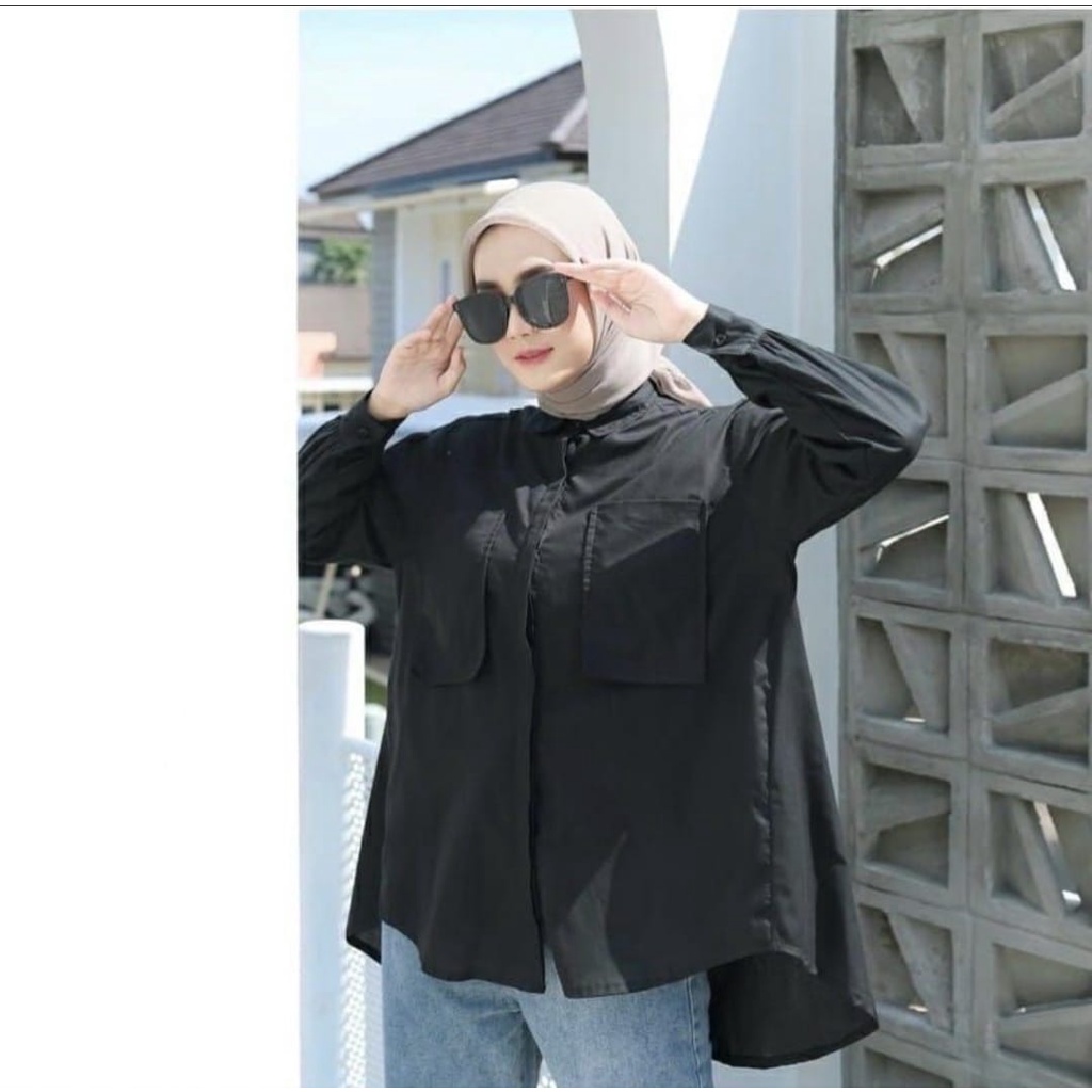 Kemeja Pocket Jazlyn Shirt / Kalina Shirt / Kemeja Wanita Oversize / Kemeja Linen / Atasan Wanita Ov