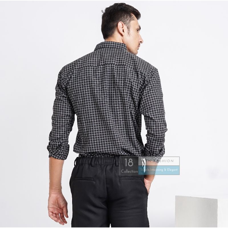 [Best Seller] Kemeja Lengan Panjang Pria Kotak Kecil Slimfit