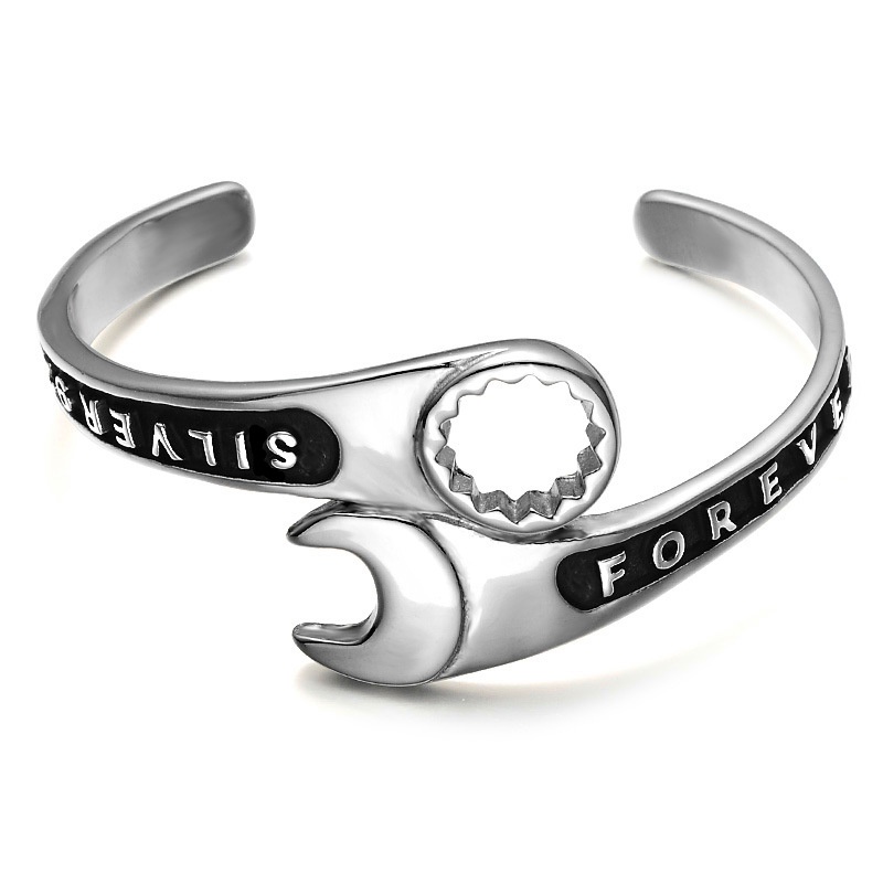 Gelang Bangle Biker Bahan Stainless Steel Gaya Punk Gothic Untuk Pria