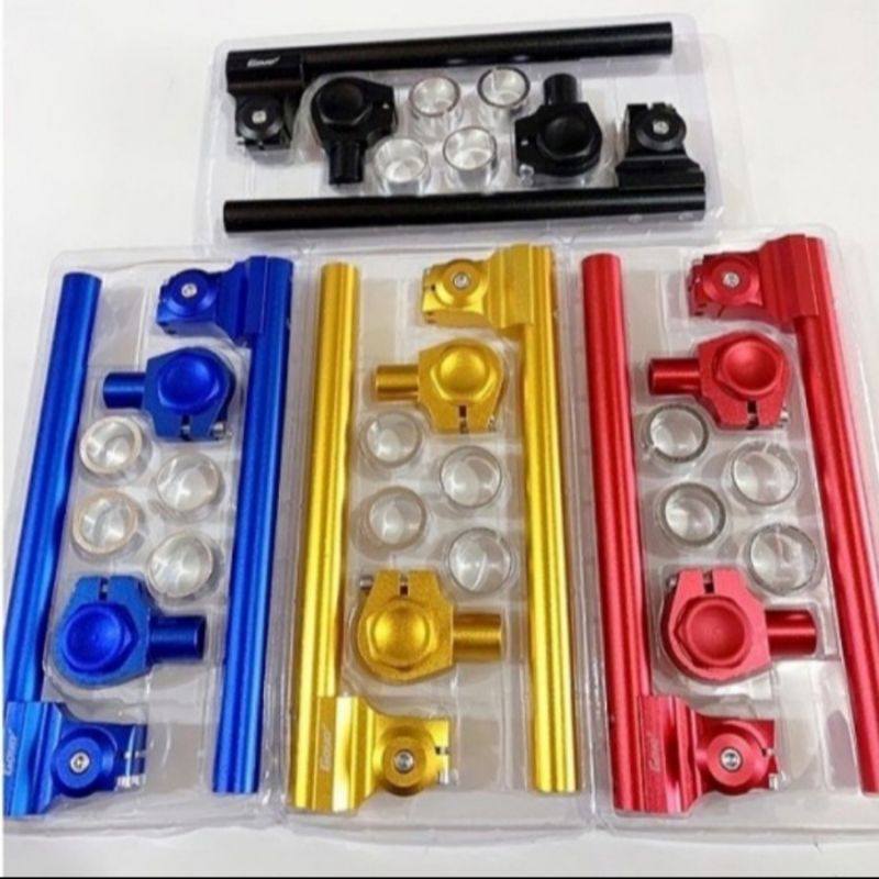 Setang-Stir jepit Motor Variasi (2pcs) cnc impor, Stang Jepit model clip-on stelan plus ring 26 30 3