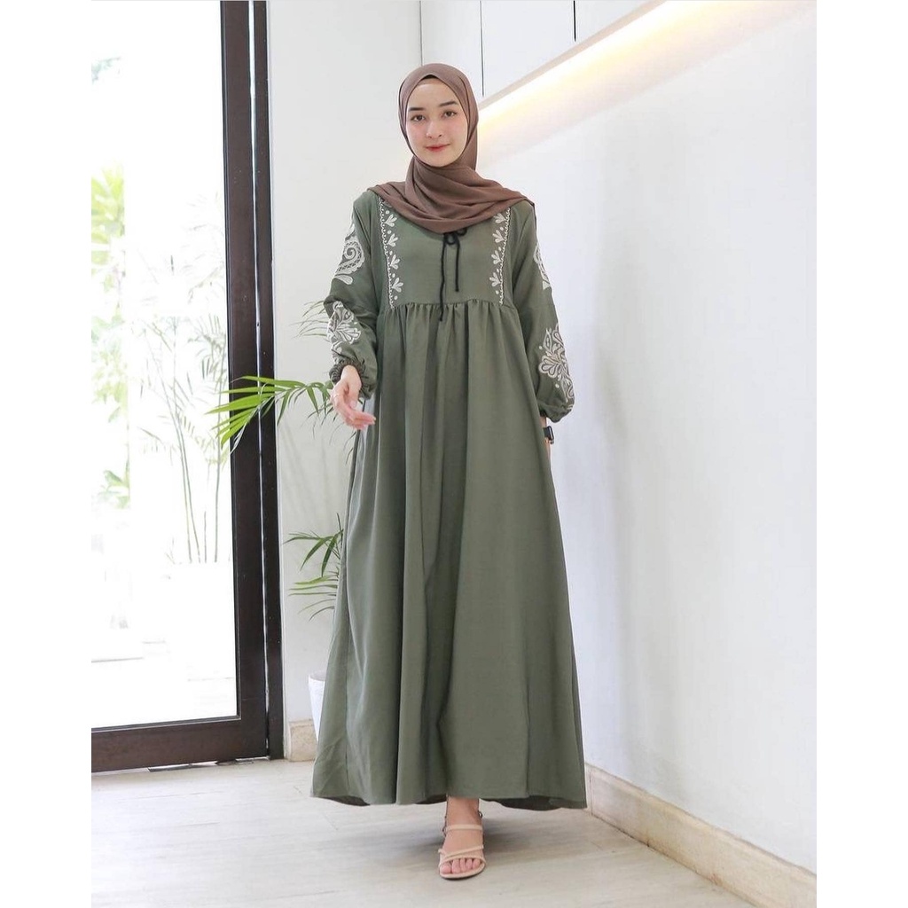 C.P- Zivana Dress Matt Mango Crepe / Dress Wanita Terbaru 2022 / Baju Gamis Wanita Remaja Modern / Long Dress Wanita Lebaran / Baju Gamis Wanita Muslimah / Dress Wanita / Gamis Wanita / Busana Muslim Wanita Terlaris