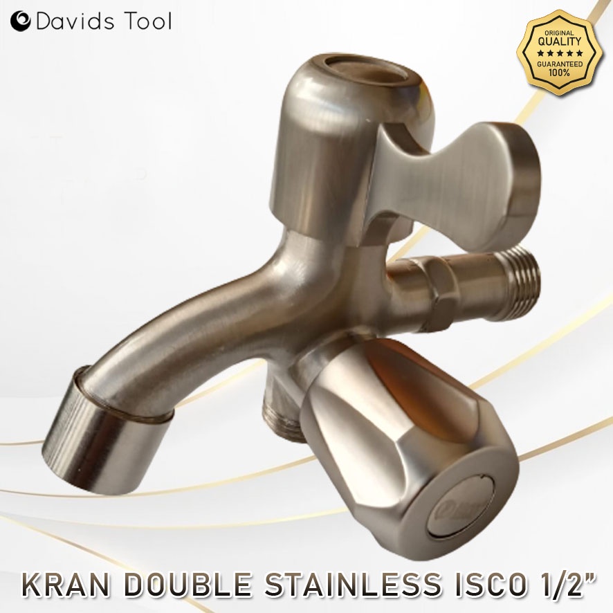 Kran Cabang Double Shower Sower Keran Dobel Stainless Isco 1/2 Inch