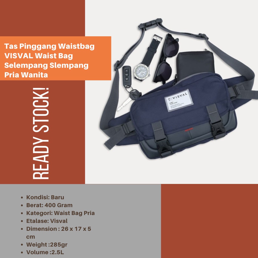 Tas Pinggang Waistbag VISVAL Waist Bag Selempang Slempang Pria Wanita / VISVAL RUSH BRANDED COD N1Z2