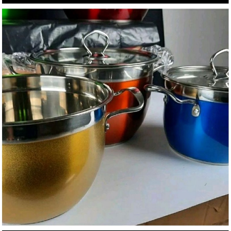 PANCI SET WARNA TUTUP KACA 5PCS KOREAN HIGHT POT MURAH