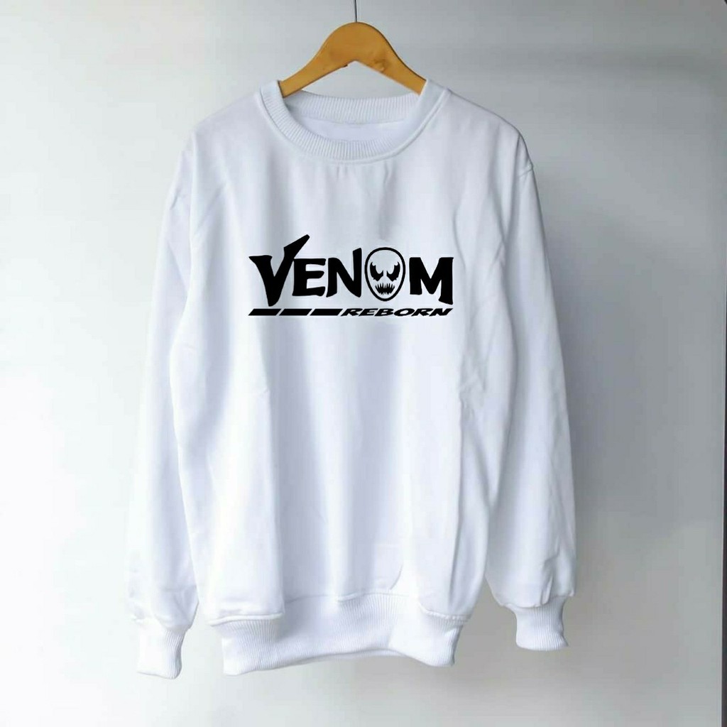 Sweater Crewneck Pria Distro Putih Switer Oblong Pria Hoodie Cowok Terlaris Sweter Oversize Venom