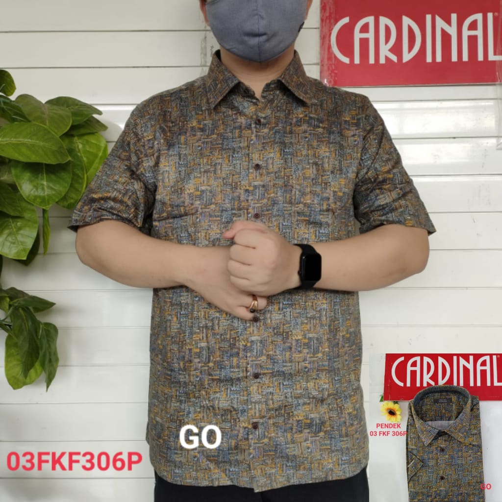 gof XL-3XL CARDINAL KEMEJA FORMAL PENDEK Batik RegularFit Pakaian Kemeja Kerja Pria Kantor Acara Resmi Pakaian Wisuda Original KFPB