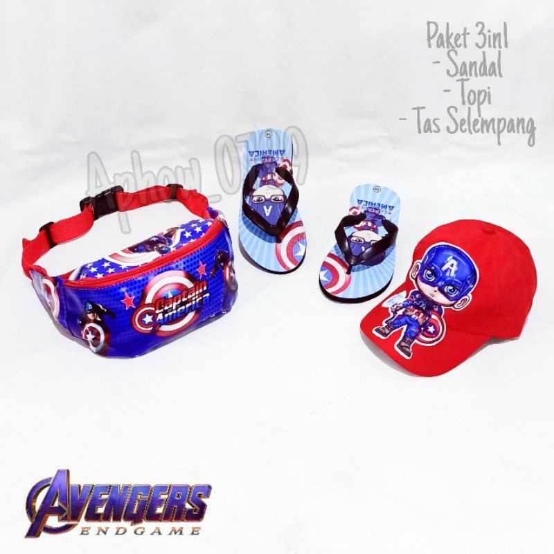 Paket Hemat 3in1 tas slempang Waistbag captain Amerika | REAL PICT