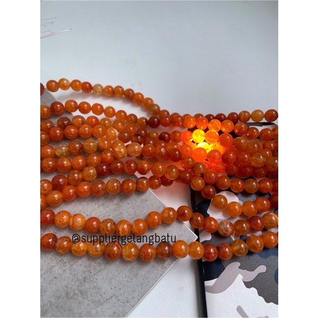 bahan carnelian orange muda serat 10mm oren aksesoris gelang kalung craft kerajinan tangan fashion week citayam