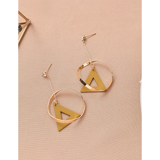 LRC Anting Tusuk Fashion Geometric Ring Stitching Frosted Cutout Triangle Earrings D89673