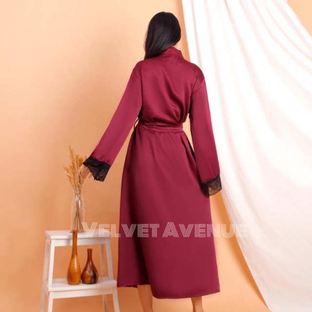 UIY VA-Kimono Bride Hijab Muslim Panjang Muslimah Satin Silk Kimono Outer Make Up Mandi Kimono