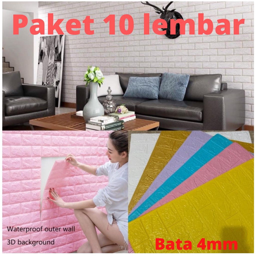 'PROMO"Wallfoam 3D /Wallpaper Dinding 3D Motif BATA /ukuran 70cm x 77cm x4mm