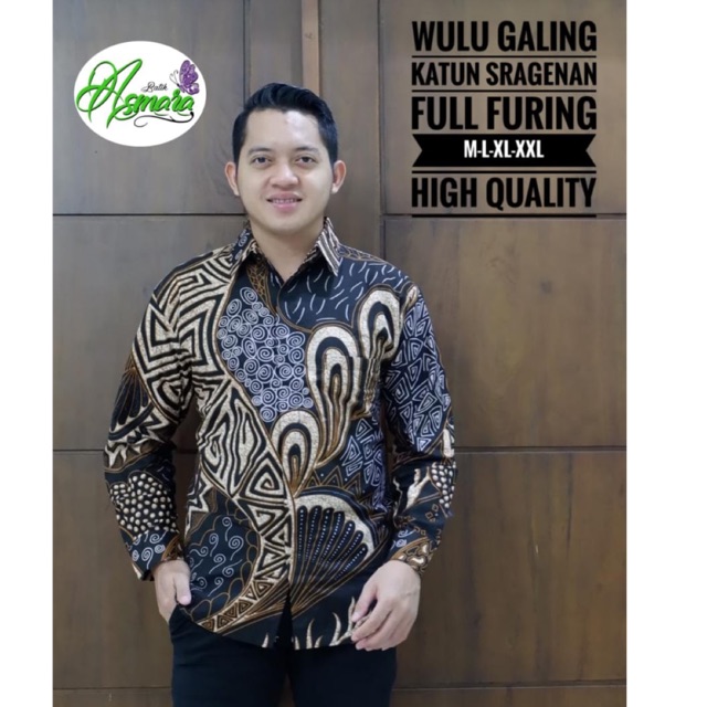 Batik Pria WULU GALING FULL FURING Katun Halus Ori Solo